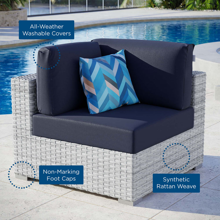 Convene Outdoor Patio Corner Chair - Light Gray Navy
