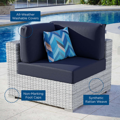 Convene Outdoor Patio Corner Chair - Light Gray Navy