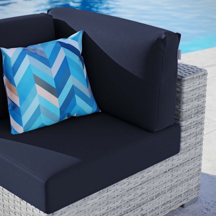 Convene Outdoor Patio Corner Chair - Light Gray Navy