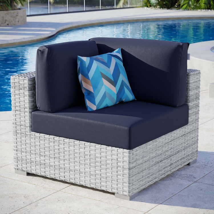 Convene Outdoor Patio Corner Chair - Light Gray Navy