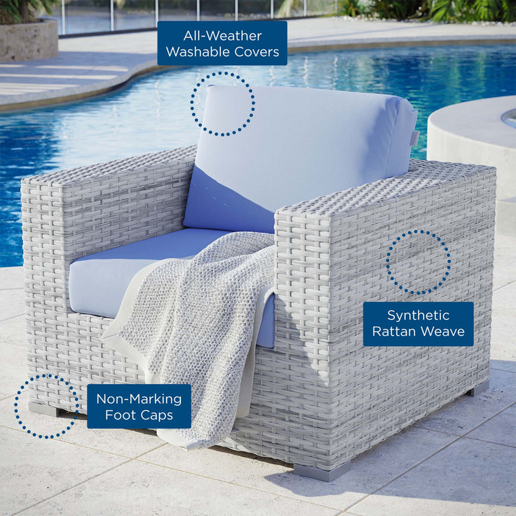 Convene Outdoor Patio Armchair - Light Gray Light Blue