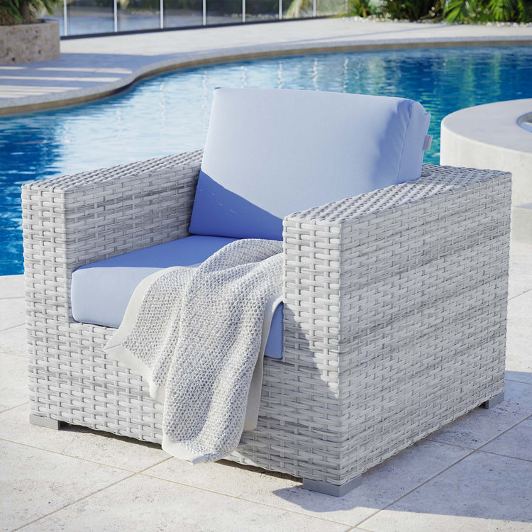Convene Outdoor Patio Armchair - Light Gray Light Blue