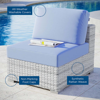 Convene Outdoor Patio Armless Chair - Light Gray Light Blue
