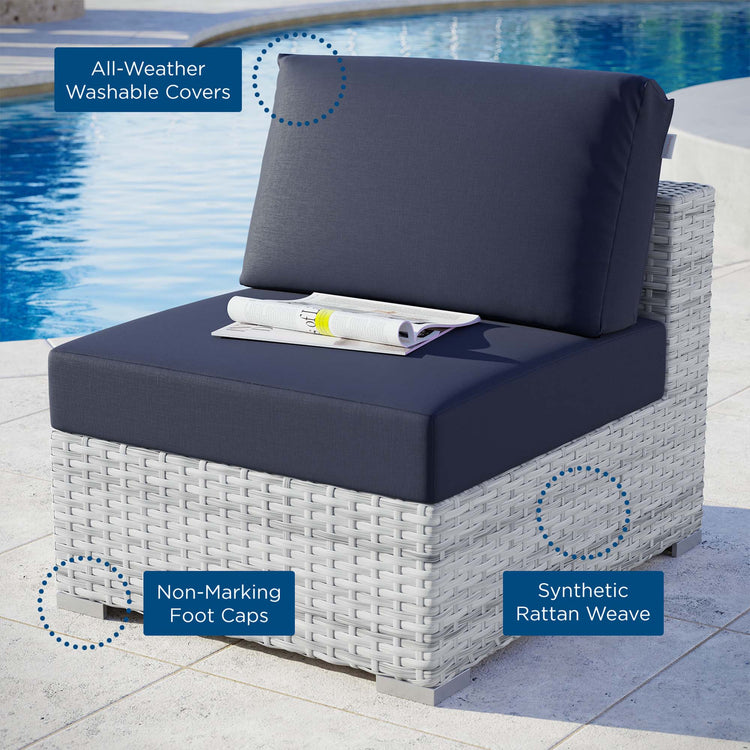 Convene Outdoor Patio Armless Chair - Light Gray Navy