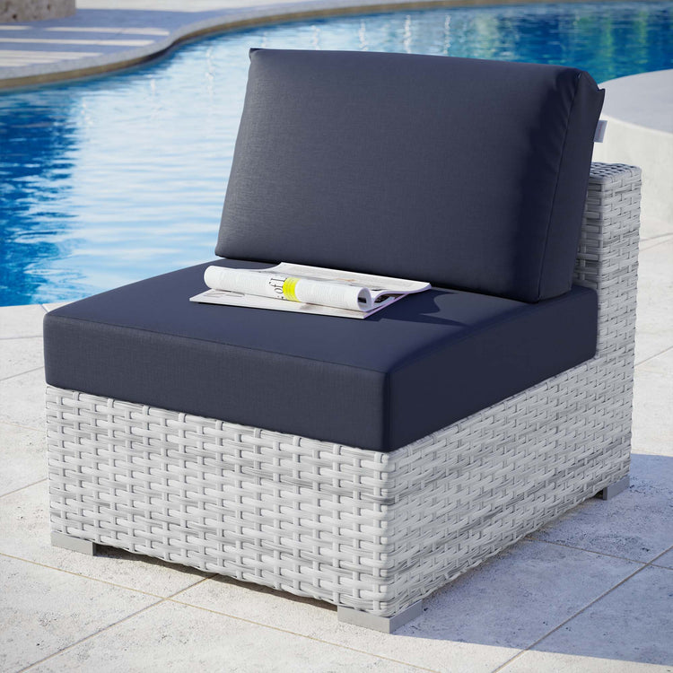 Convene Outdoor Patio Armless Chair - Light Gray Navy