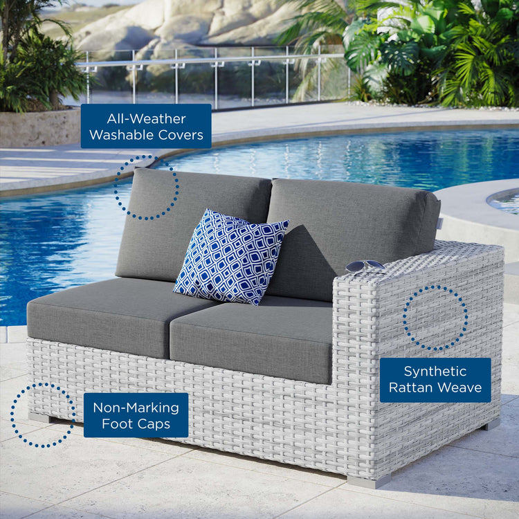 Convene Outdoor Patio Right-Arm Loveseat - Light Gray Charcoal