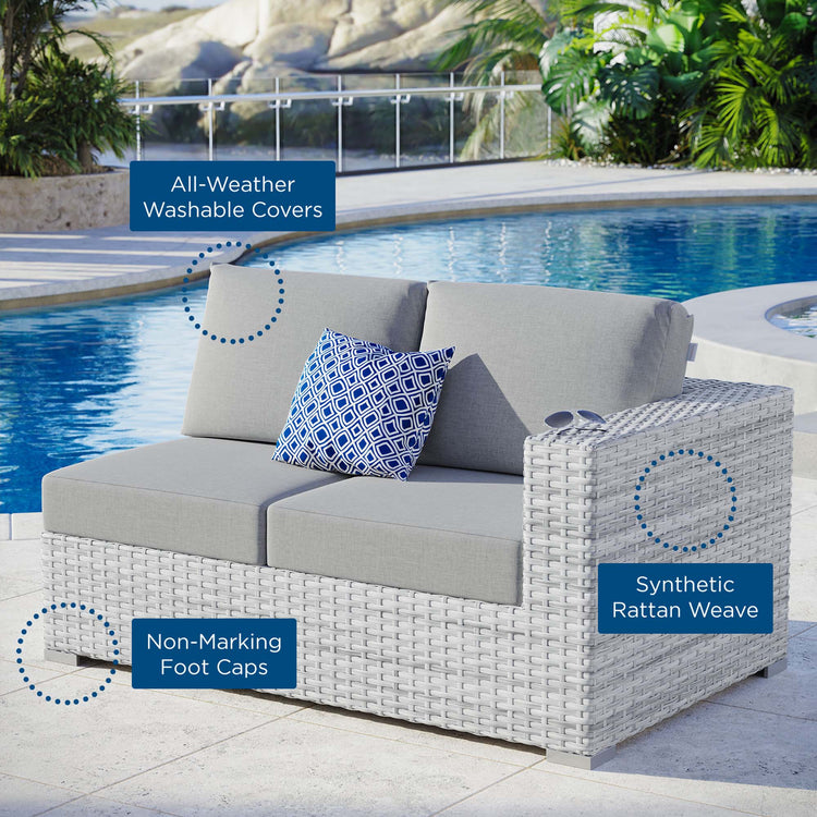 Convene Outdoor Patio Right-Arm Loveseat - Light Gray Gray