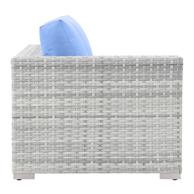 Convene Outdoor Patio Right-Arm Loveseat - Light Gray Light Blue