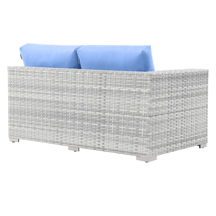 Convene Outdoor Patio Right-Arm Loveseat - Light Gray Light Blue