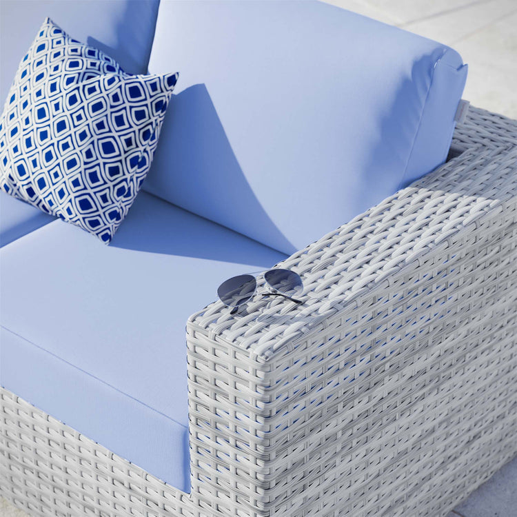 Convene Outdoor Patio Right-Arm Loveseat - Light Gray Light Blue