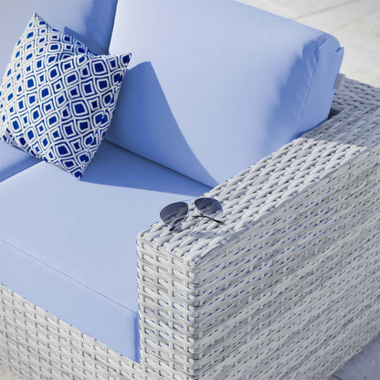 Convene Outdoor Patio Right-Arm Loveseat - Light Gray Light Blue