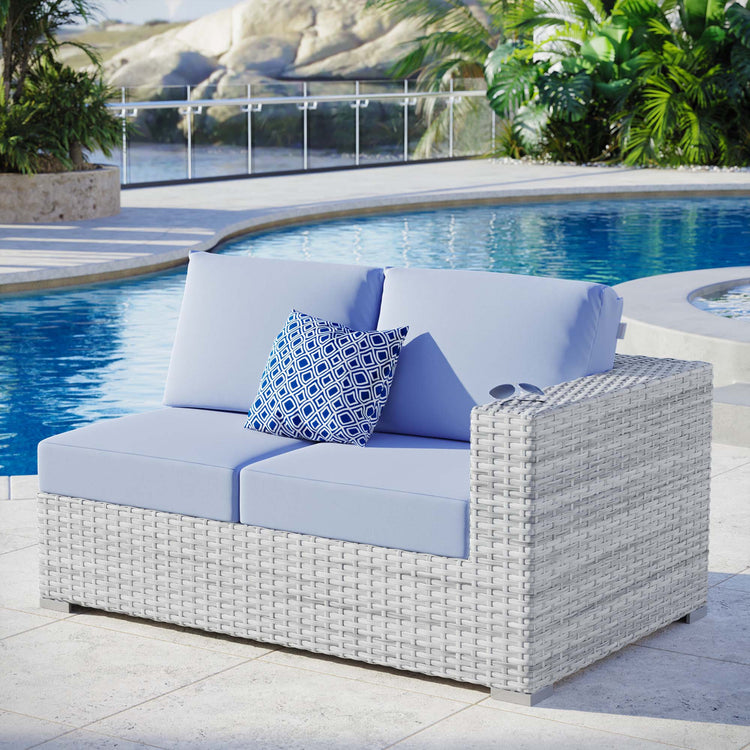 Convene Outdoor Patio Right-Arm Loveseat - Light Gray Light Blue
