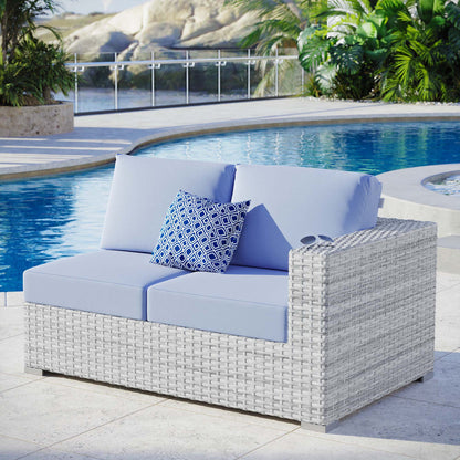 Convene Outdoor Patio Right-Arm Loveseat - Light Gray Light Blue