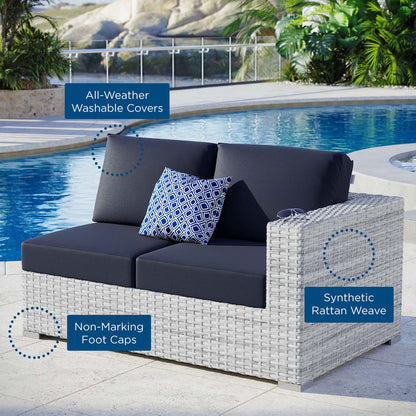 Convene Outdoor Patio Right-Arm Loveseat - Light Gray Navy