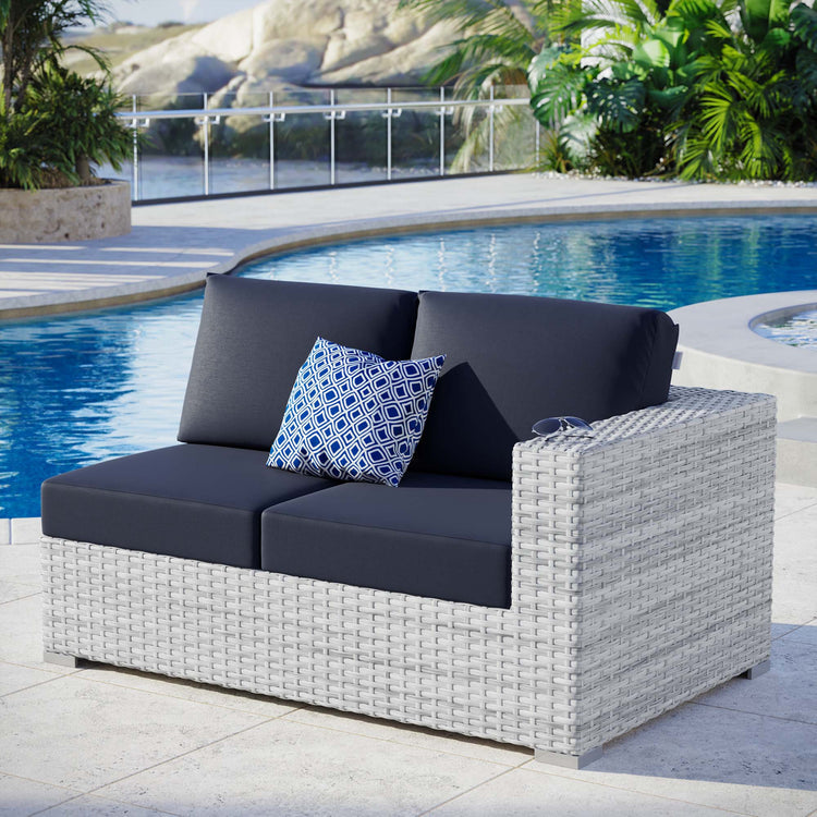 Convene Outdoor Patio Right-Arm Loveseat - Light Gray Navy