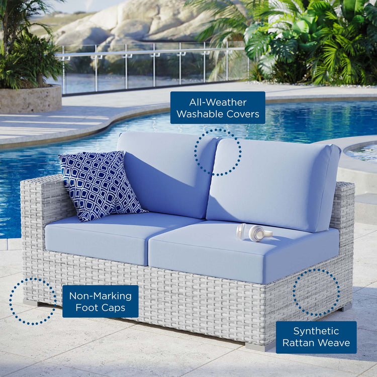 Convene Outdoor Patio Left-Arm Loveseat - Light Gray Light Blue