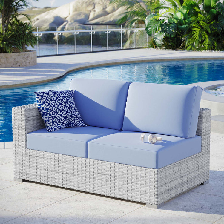 Convene Outdoor Patio Left-Arm Loveseat - Light Gray Light Blue