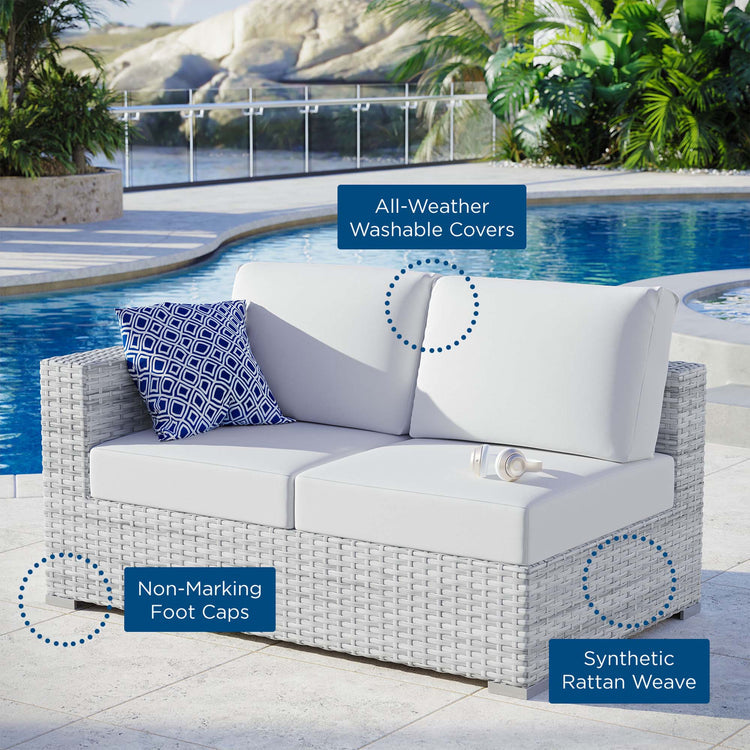 Convene Outdoor Patio Left-Arm Loveseat - Light Gray White