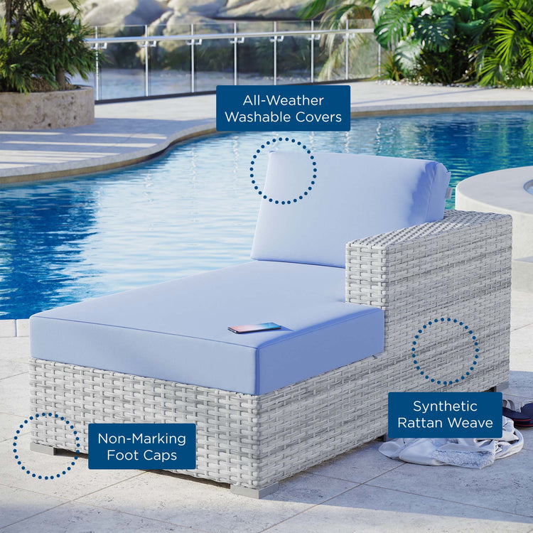 Convene Outdoor Patio Right Chaise - Light Gray Light Blue