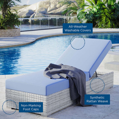 Convene Outdoor Patio Chaise - Light Gray Light Blue
