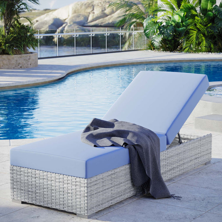 Convene Outdoor Patio Chaise - Light Gray Light Blue