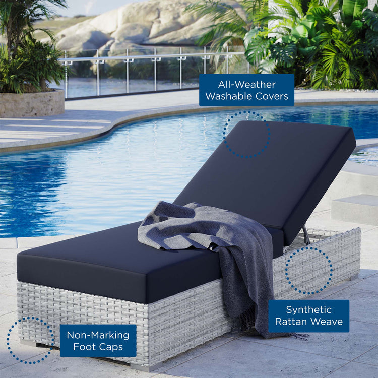 Convene Outdoor Patio Chaise - Light Gray Navy