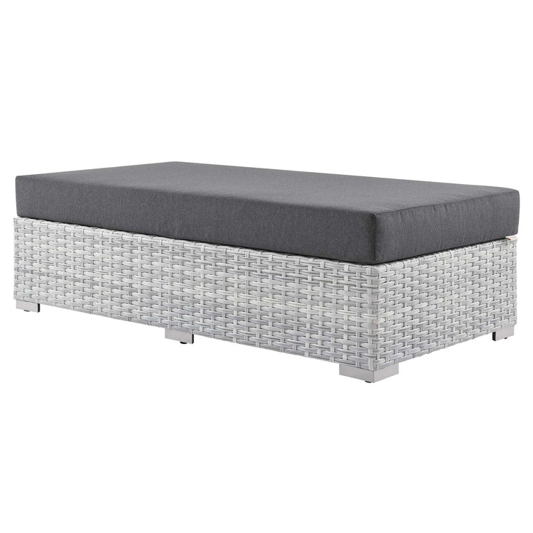 Convene Outdoor Patio Rectangular Ottoman - Light Gray Charcoal