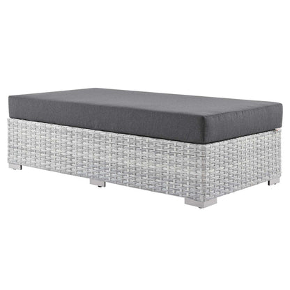 Convene Outdoor Patio Rectangular Ottoman - Light Gray Charcoal