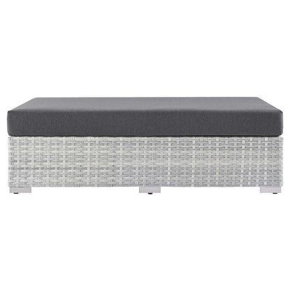 Convene Outdoor Patio Rectangular Ottoman - Light Gray Charcoal