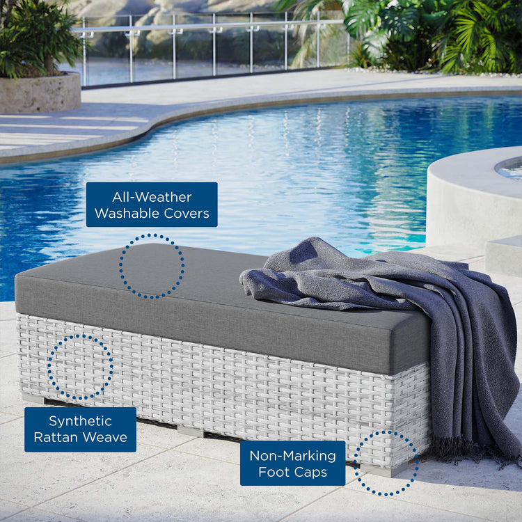 Convene Outdoor Patio Rectangular Ottoman - Light Gray Charcoal