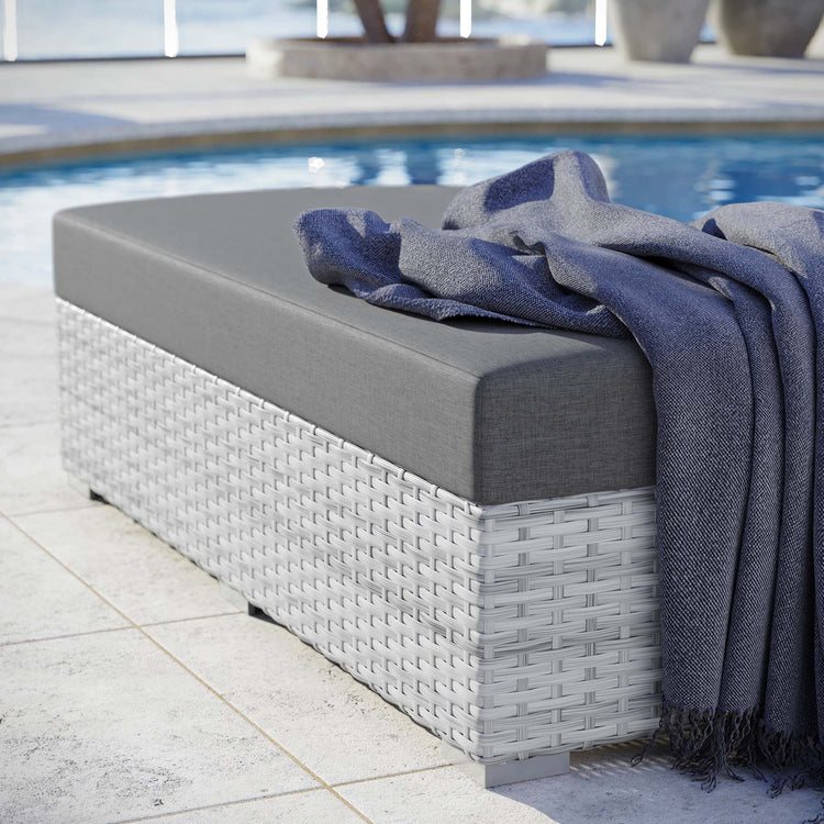 Convene Outdoor Patio Rectangular Ottoman - Light Gray Charcoal