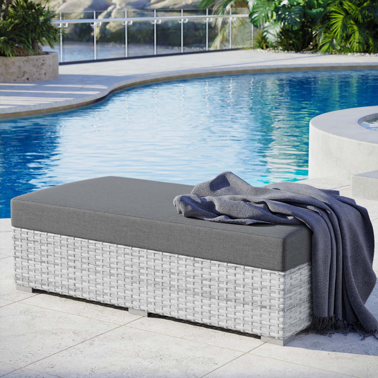 Convene Outdoor Patio Rectangular Ottoman - Light Gray Charcoal