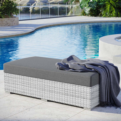 Convene Outdoor Patio Rectangular Ottoman - Light Gray Charcoal