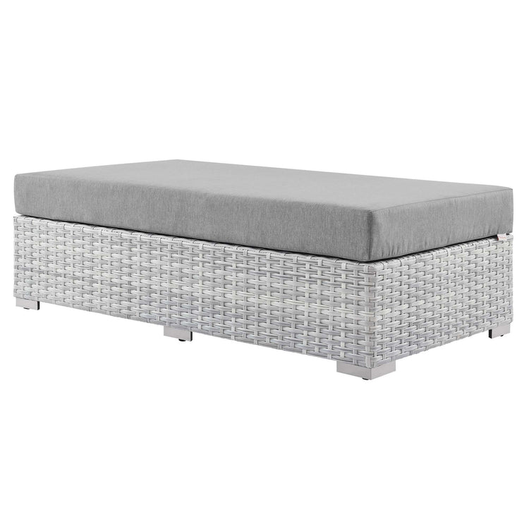 Convene Outdoor Patio Rectangular Ottoman - Light Gray Gray