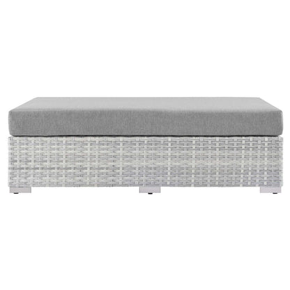 Convene Outdoor Patio Rectangular Ottoman - Light Gray Gray