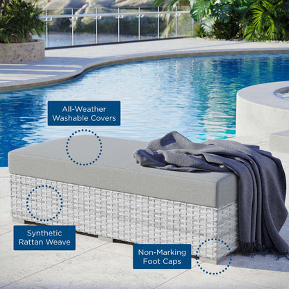 Convene Outdoor Patio Rectangular Ottoman - Light Gray Gray