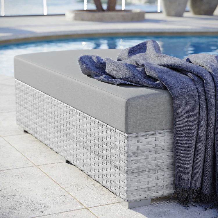 Convene Outdoor Patio Rectangular Ottoman - Light Gray Gray