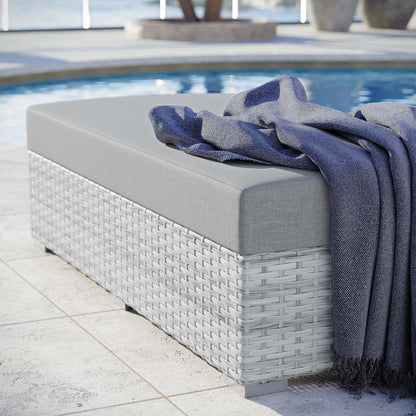 Convene Outdoor Patio Rectangular Ottoman - Light Gray Gray