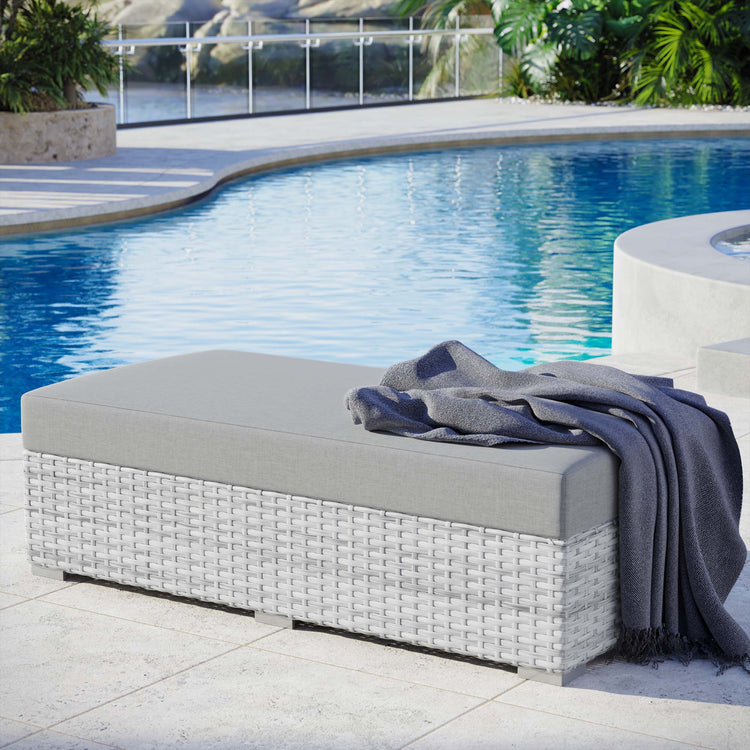 Convene Outdoor Patio Rectangular Ottoman - Light Gray Gray