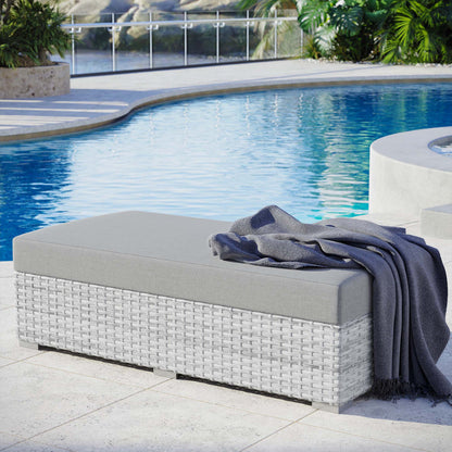 Convene Outdoor Patio Rectangular Ottoman - Light Gray Gray