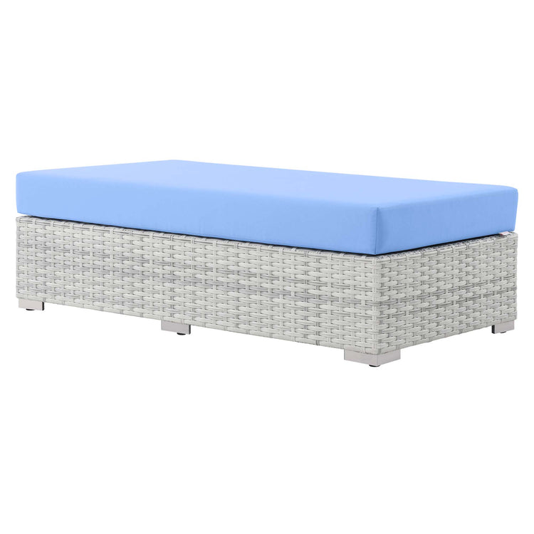 Convene Outdoor Patio Rectangular Ottoman - Light Gray Light Blue