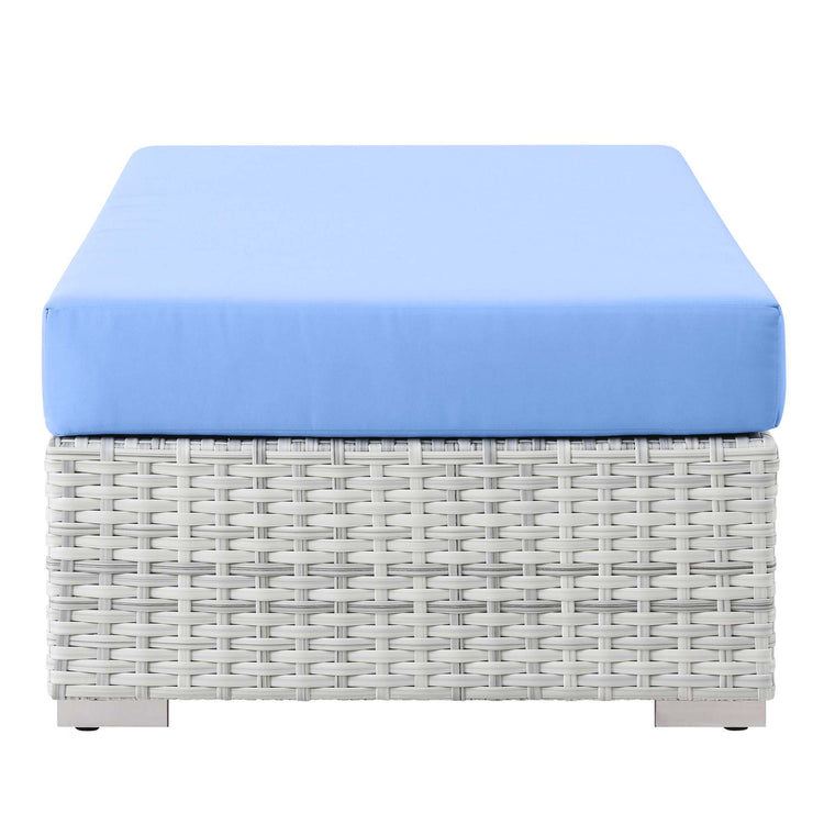 Convene Outdoor Patio Rectangular Ottoman - Light Gray Light Blue