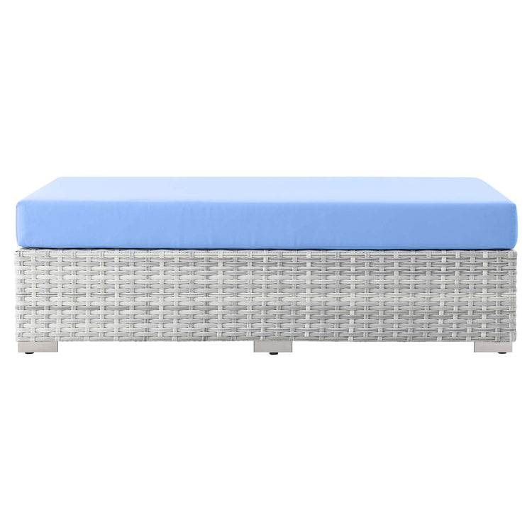 Convene Outdoor Patio Rectangular Ottoman - Light Gray Light Blue