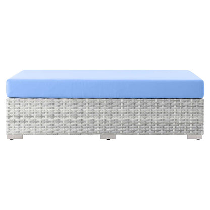 Convene Outdoor Patio Rectangular Ottoman - Light Gray Light Blue