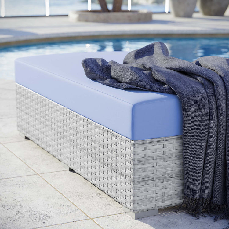Convene Outdoor Patio Rectangular Ottoman - Light Gray Light Blue