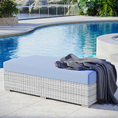 Convene Outdoor Patio Rectangular Ottoman - Light Gray Light Blue
