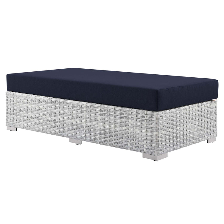Convene Outdoor Patio Rectangular Ottoman - Light Gray Navy