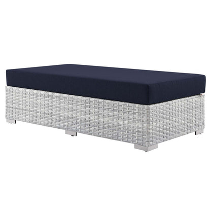 Convene Outdoor Patio Rectangular Ottoman - Light Gray Navy