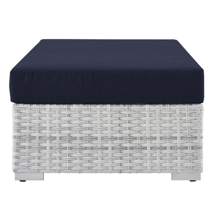 Convene Outdoor Patio Rectangular Ottoman - Light Gray Navy