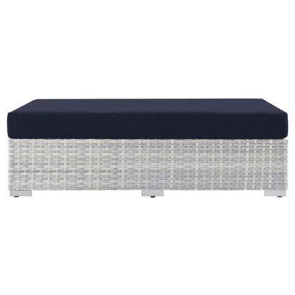 Convene Outdoor Patio Rectangular Ottoman - Light Gray Navy